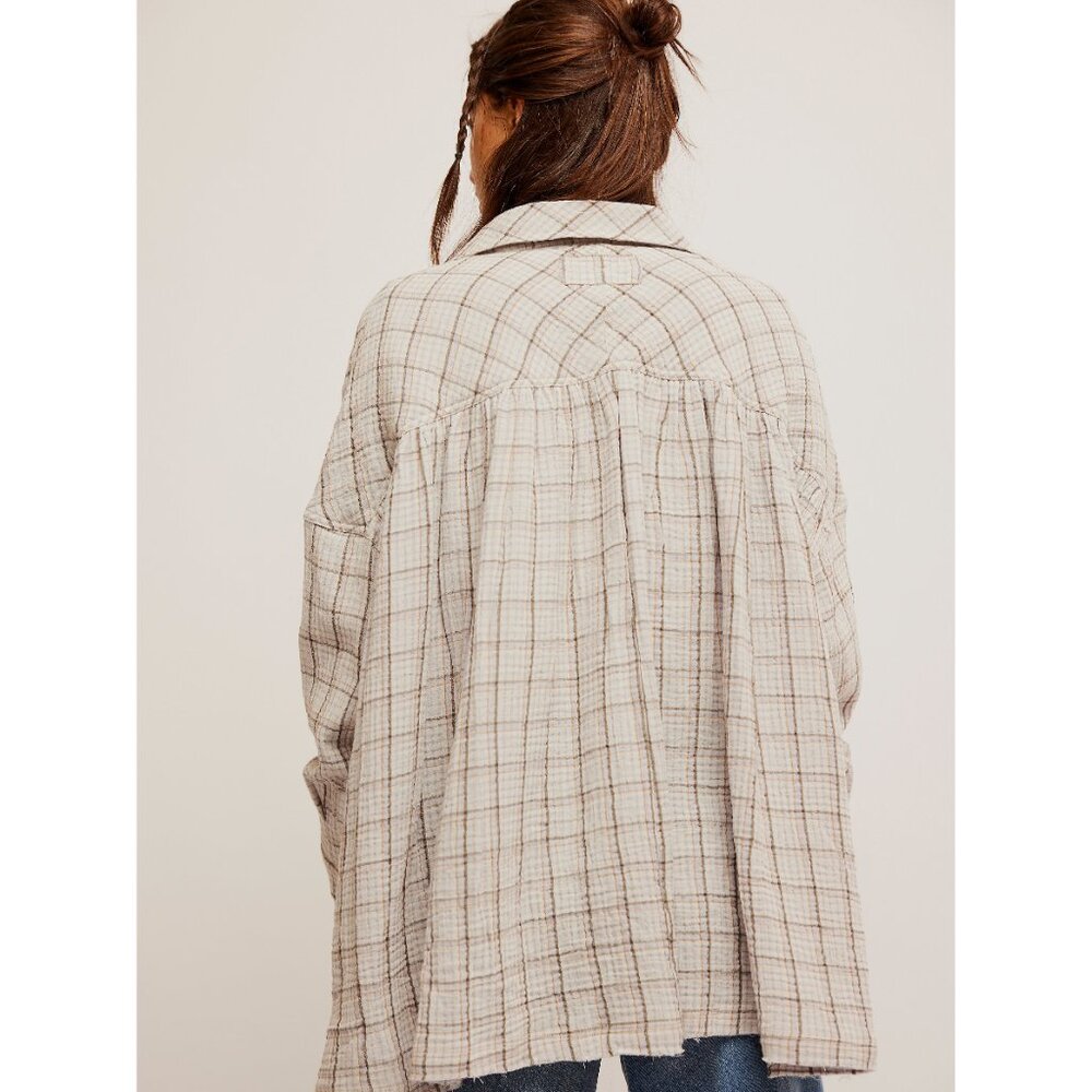 FREE PEOPLE We The Free Cardiff Plaid Top / Misty Lilac Combo - Picture 3 of 6